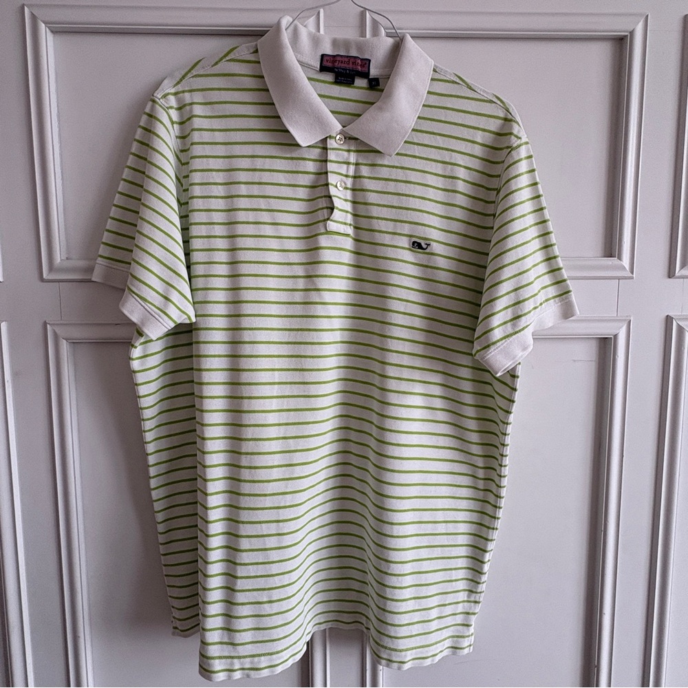 Vineyard Vine Green Striped Polo Shirt XL